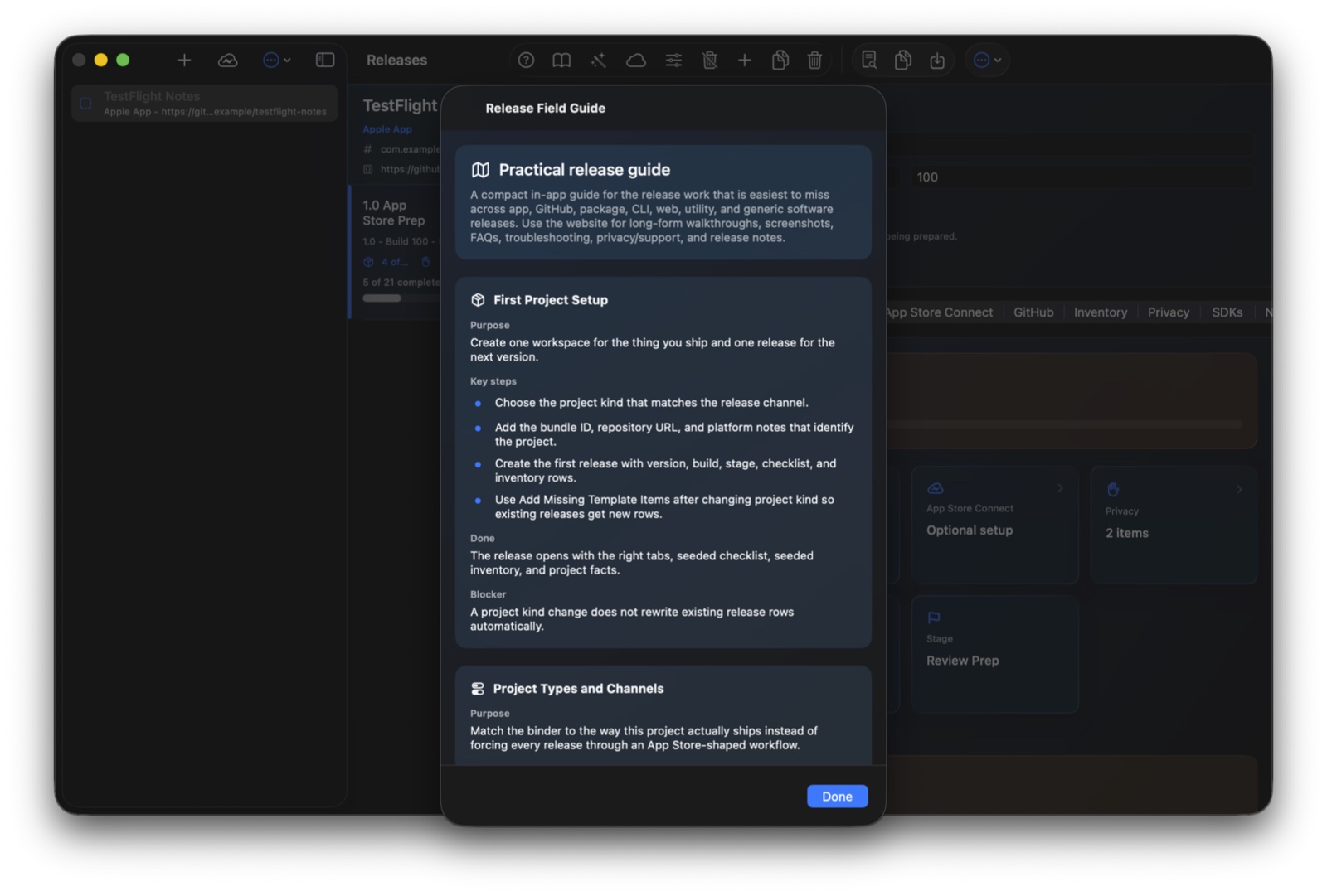 Release Binder Field Guide sheet with concise setup and readiness guidance.